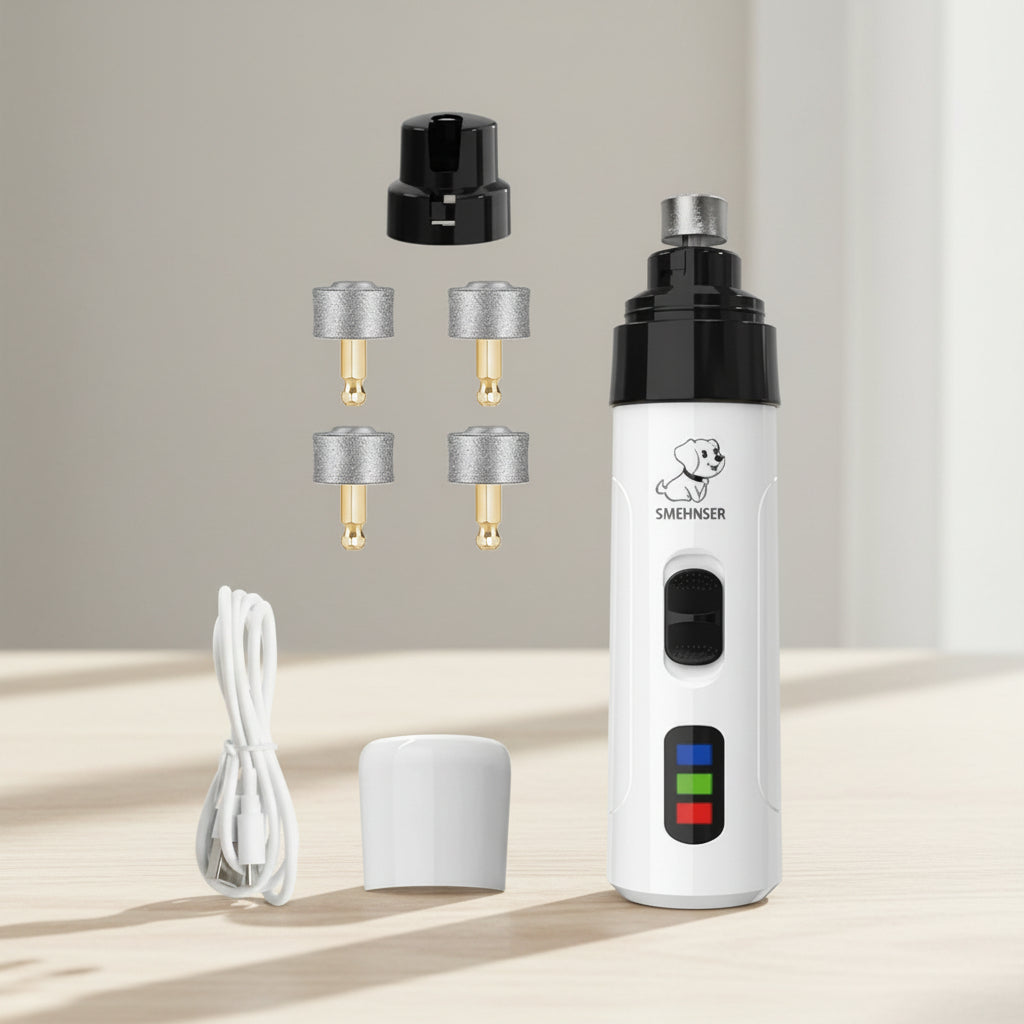 USB Rechargeable Pet Nail Grinder - Quiet Electric Dog Cat Nail Trimmer Grooming Tool for Paws Clipping