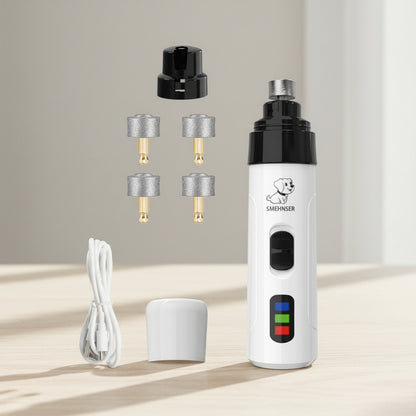 USB Rechargeable Pet Nail Grinder - Quiet Electric Dog Cat Nail Trimmer Grooming Tool for Paws Clipping