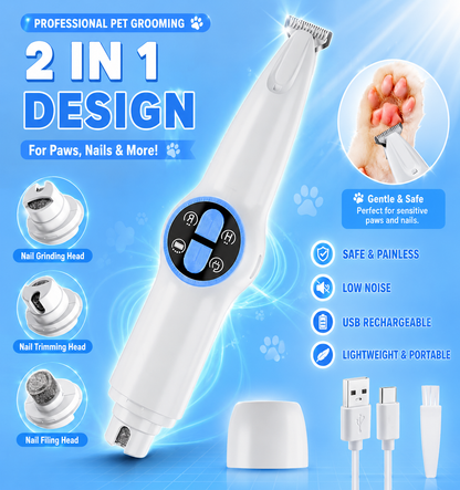 PawCred™ 2-in-1 Pet Grooming Kit – Nail Grinder & Paw Trimmer