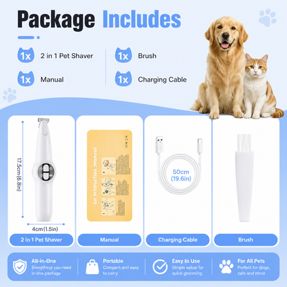 PawCred™ 2-in-1 Pet Grooming Kit – Nail Grinder & Paw Trimmer