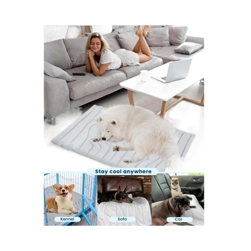 Pet Cooling Ice Mat Portable Waterproof Dog Bed Pad Cool Summer Chill Mat for Dogs Puppies Travel Home Garden Outdoor Cozy